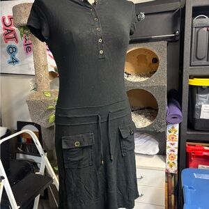 Chelsea & Theodore Black Button-Up Dress